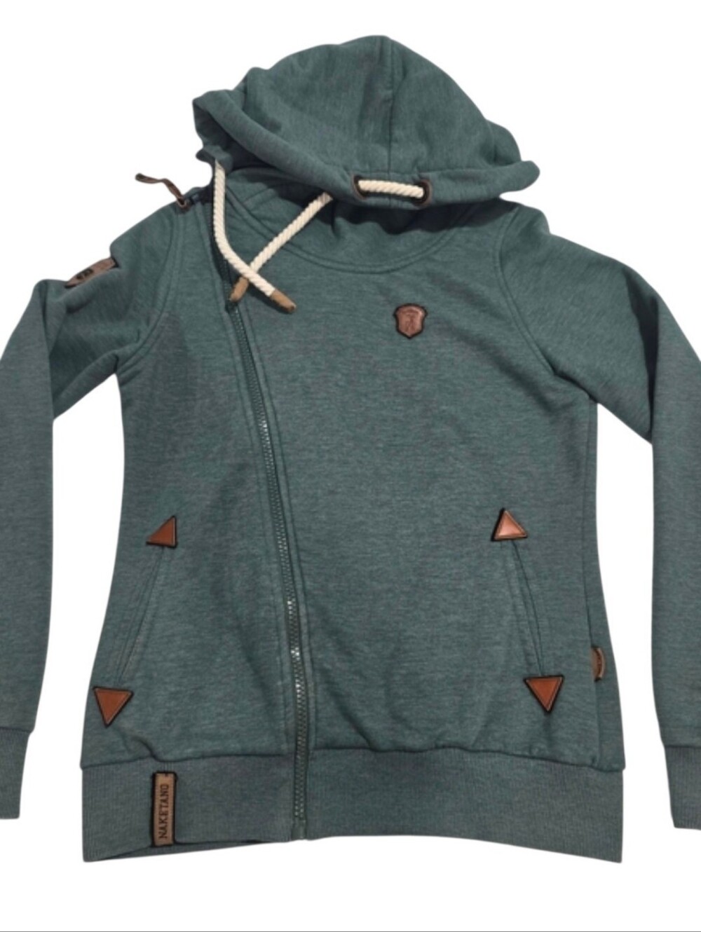 Naketano Hoodie Leaf Green Melange Fleece Cowl Neck Pullover Women’s Size Medium